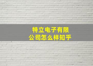 特立电子有限公司怎么样知乎