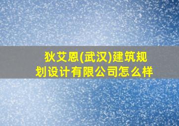 狄艾恩(武汉)建筑规划设计有限公司怎么样