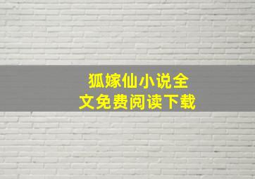 狐嫁仙小说全文免费阅读下载