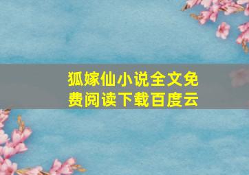 狐嫁仙小说全文免费阅读下载百度云