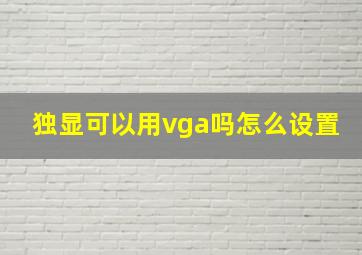 独显可以用vga吗怎么设置