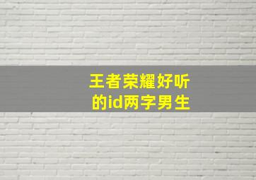 王者荣耀好听的id两字男生