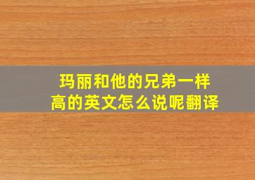 玛丽和他的兄弟一样高的英文怎么说呢翻译