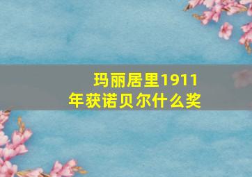 玛丽居里1911年获诺贝尔什么奖