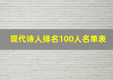 现代诗人排名100人名单表