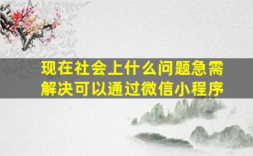 现在社会上什么问题急需解决可以通过微信小程序