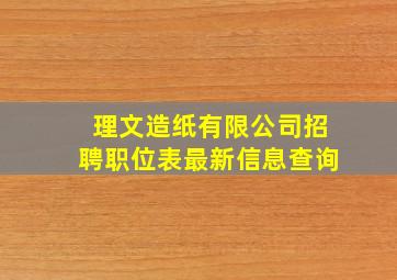 理文造纸有限公司招聘职位表最新信息查询