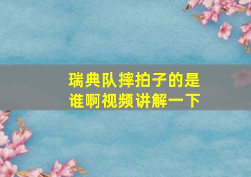 瑞典队摔拍子的是谁啊视频讲解一下