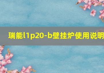 瑞能l1p20-b壁挂炉使用说明