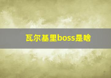 瓦尔基里boss是啥