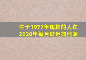 生于1977年属蛇的人在2020年每月财运如何呢