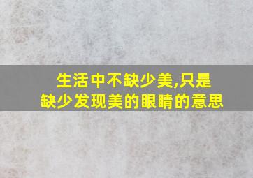 生活中不缺少美,只是缺少发现美的眼睛的意思