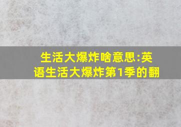 生活大爆炸啥意思:英语生活大爆炸第1季的翻