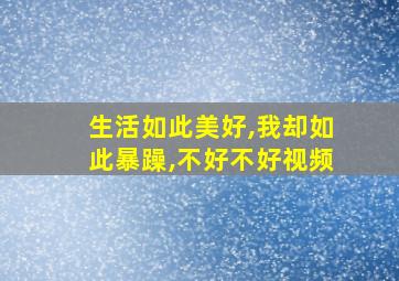 生活如此美好,我却如此暴躁,不好不好视频