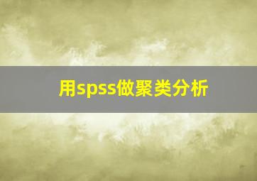 用spss做聚类分析