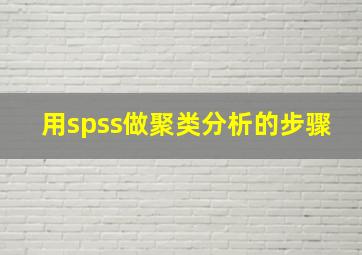 用spss做聚类分析的步骤