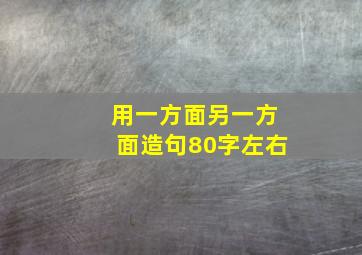 用一方面另一方面造句80字左右