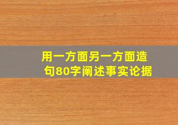 用一方面另一方面造句80字阐述事实论据