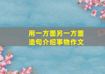 用一方面另一方面造句介绍事物作文