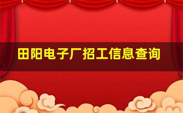 田阳电子厂招工信息查询