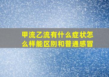 甲流乙流有什么症状怎么样能区别和普通感冒