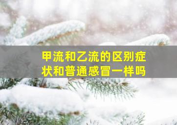 甲流和乙流的区别症状和普通感冒一样吗