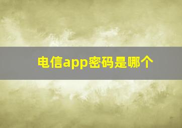 电信app密码是哪个