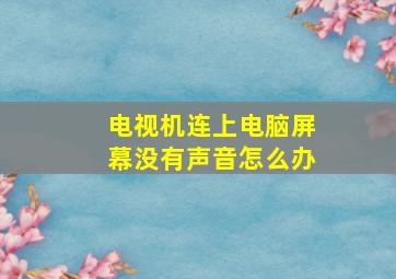 电视机连上电脑屏幕没有声音怎么办