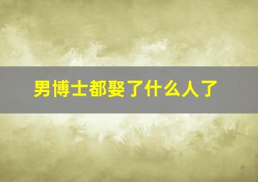 男博士都娶了什么人了