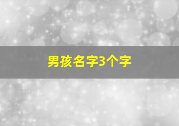 男孩名字3个字