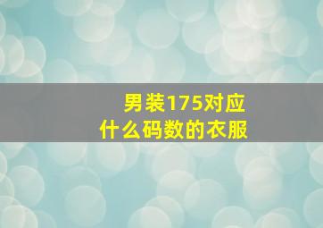 男装175对应什么码数的衣服