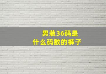 男装36码是什么码数的裤子