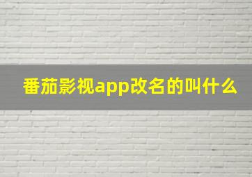 番茄影视app改名的叫什么