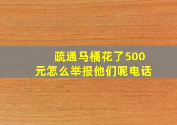 疏通马桶花了500元怎么举报他们呢电话