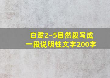 白鹭2~5自然段写成一段说明性文字200字