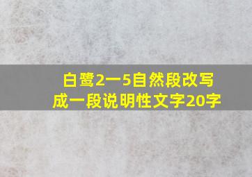 白鹭2一5自然段改写成一段说明性文字20字