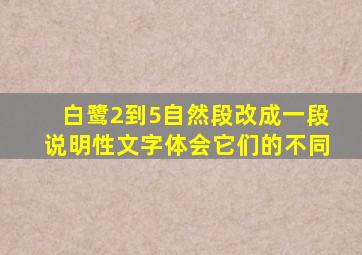 白鹭2到5自然段改成一段说明性文字体会它们的不同