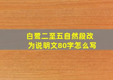 白鹭二至五自然段改为说明文80字怎么写