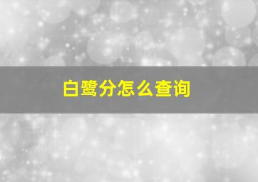 白鹭分怎么查询