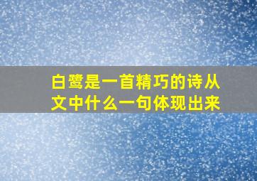 白鹭是一首精巧的诗从文中什么一句体现出来