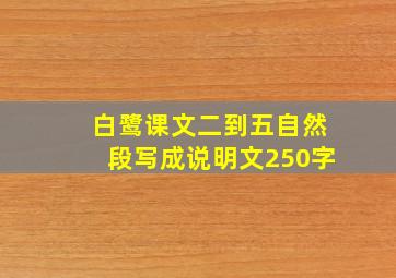 白鹭课文二到五自然段写成说明文250字