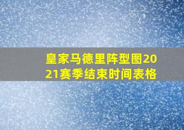 皇家马德里阵型图2021赛季结束时间表格