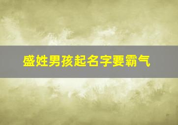 盛姓男孩起名字要霸气