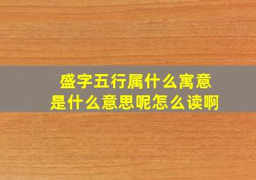 盛字五行属什么寓意是什么意思呢怎么读啊