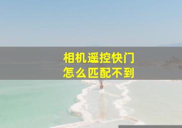 相机遥控快门怎么匹配不到