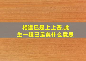 相逢已是上上签,此生一程已足矣什么意思