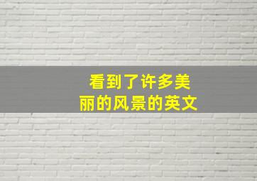 看到了许多美丽的风景的英文