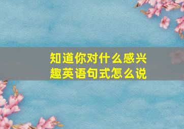 知道你对什么感兴趣英语句式怎么说