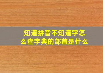 知道拼音不知道字怎么查字典的部首是什么