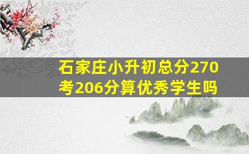 石家庄小升初总分270考206分算优秀学生吗